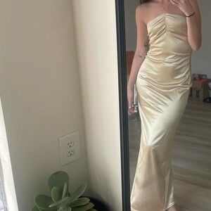 Elegant Gold Strapless Dress